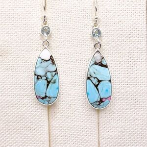 Cotton Candy Turquoise 925 sterling silver earrings